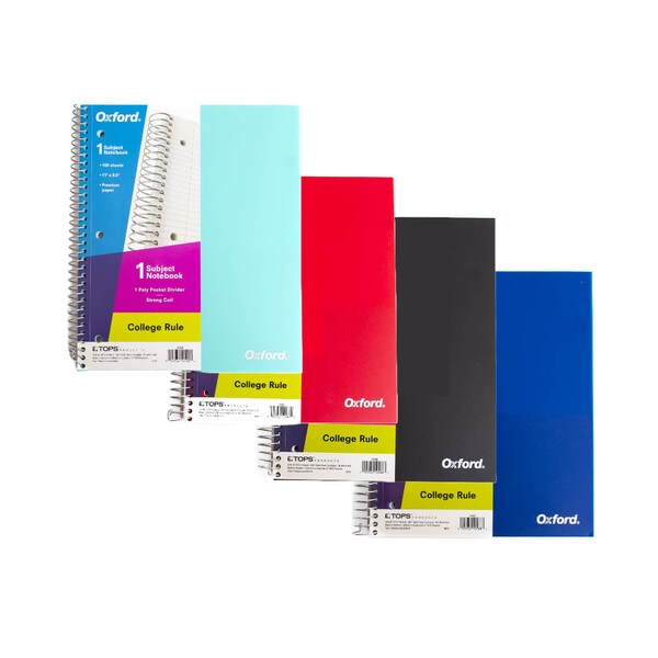 Oxford 1 Subject College Rule Notebook Assorted Colors